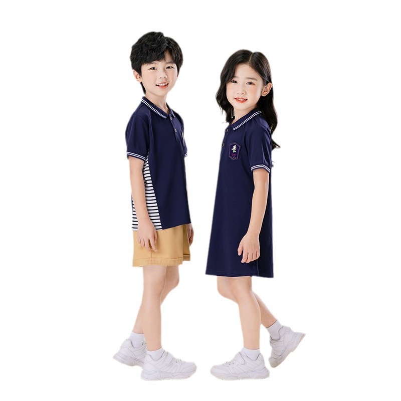 유치원 여름 졸업 사진 수업 원피스 영국 스타일 어린이 원피스 반팔 세트 학교 원피스 초등학생 여름 원피스