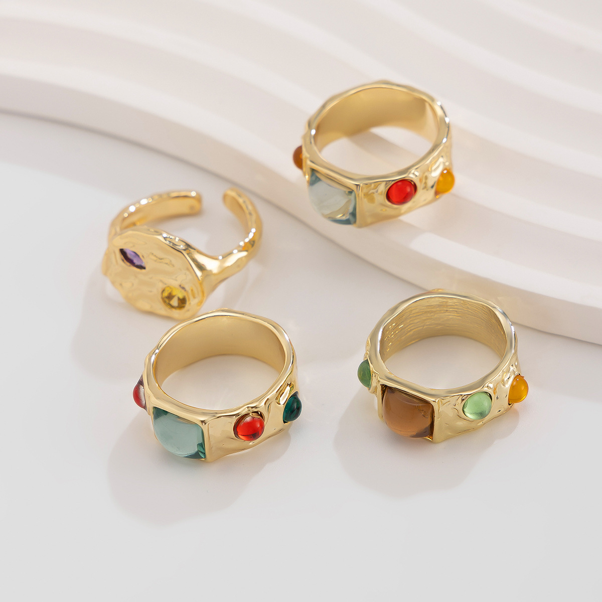 19g Weight Rhinestones Inlay Material Rings Classification One Size Ring Size 1 Set Quantity Holiday Occasion Alloy Material Geometric Pattern Women's Gender Plating Design Retro Style 1 Set Geometric Rings Alloy Rhinestones Women's Retro Rings 5
