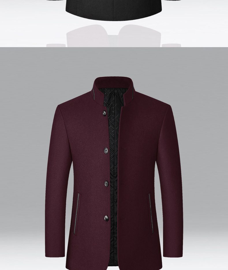 Manteau en laine pour hommes d'âge moyen, automne et hiver 2024, nouveau manteau en laine à col montant, vêtements décontractés pour hommes_voghion.com