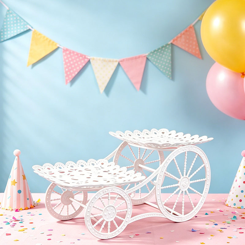 Doble estante de postre hueco boda fiesta de cumpleaños estante de pastel aperitivos refrigerios de frutas plato decoración lujosa en línea