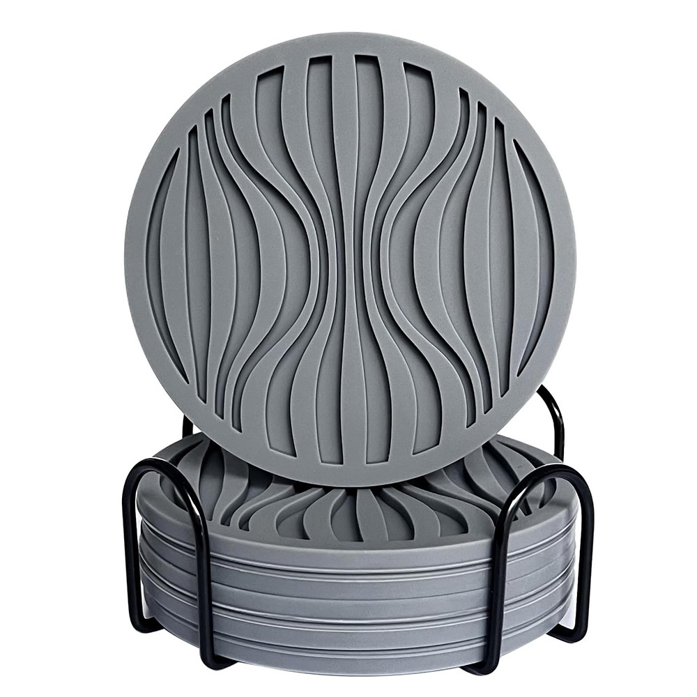 Amazon puede imprimir logo almohadilla de aislamiento térmico juego de silicona posavasos 10cm posavasos de té anti-escaldado alfombra redonda antideslizante para el hogar