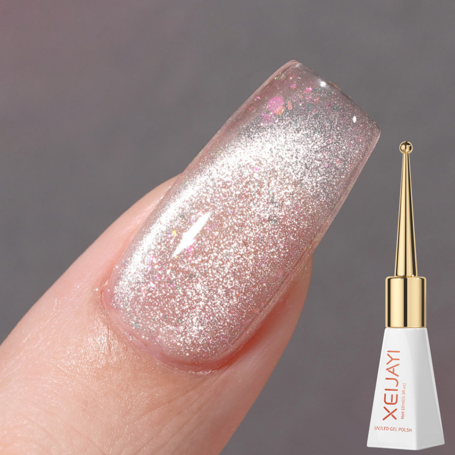 Popular online celebrity new pink neon cat eye Nail Polish glue solid long-lasting nail beauty shop dedicated