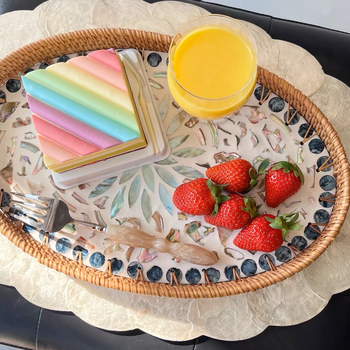 Vietnam tela de caña bandeja de conchas de tela de