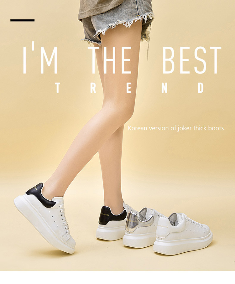 P Scarpe Bianche Donna S Nuova Pelle Casual Versione Alta Studente con Suola Spessa_voghion.com