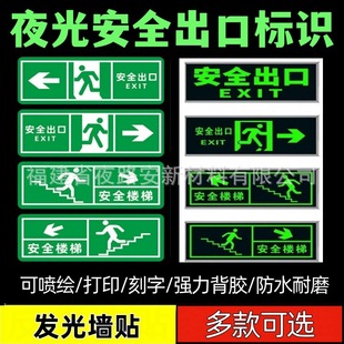 Luminous Stickers Self-Luminous Safety Exit Signs Fire Exit Emergency Exit Fluorescent Light Storage Signs