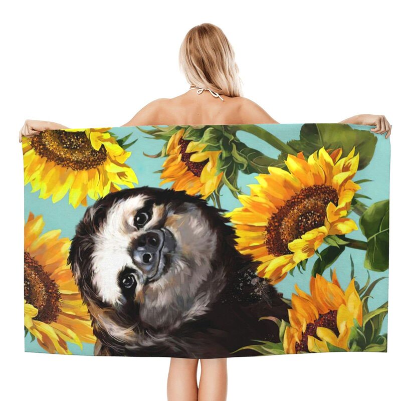 Cross-border cartoon sloth sunflower children's beach towel adult beach towel sports fitness towel factory direct sales Cross-border cartoon sloth sunflower children's beach towel adult beach towel sports fitness towel factory direct sales