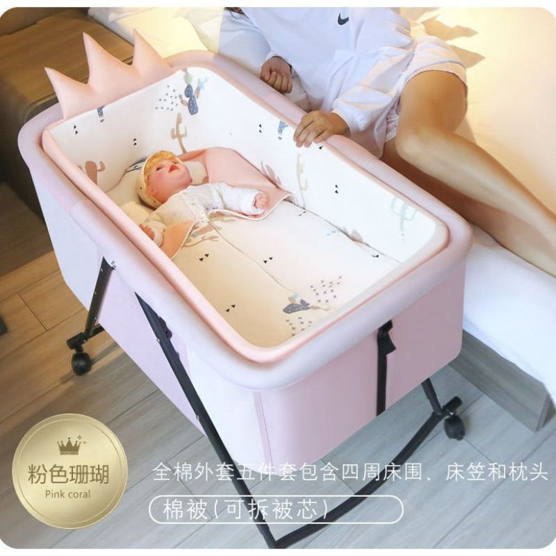 Crib Removable Portable Baby Bed Multifunctional Folding Bb Bed European Style Crib Cradle Bed Manufacturer