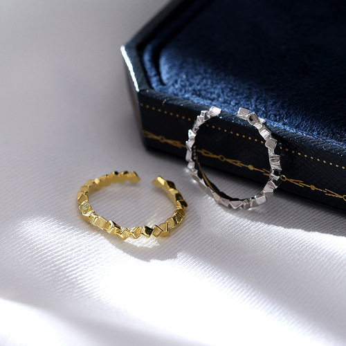 Under the Banyan Tree S925 Silver Broken Silver Ring for Women Cold Style Simple Versatile Ring Personalized Temperament Open Ring