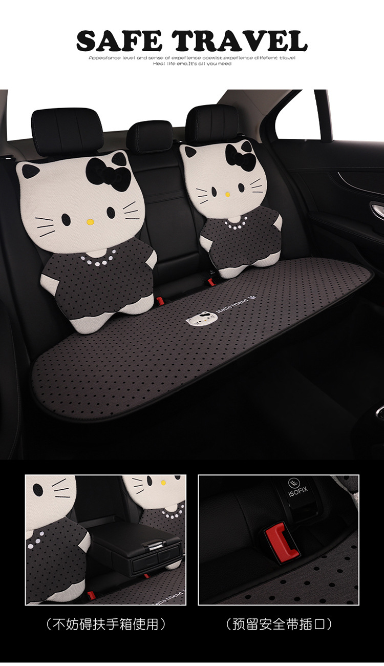 Cat Car Seat Cushion Cartoon Style Breathable Non-Slip Seat Pad Universal for All Seasons Car Seat Cover Summer General Use