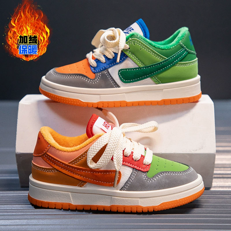 Детская бархатная обувь низкая банда повседневная обувь для девочек зимняя новая теплая обувь из хлопка утолщение водонепроницаемая спортивная детская обувь