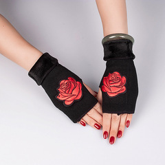 快手跨境電商加絨加厚保暖時尚手套 女士不倒絨燙鑽保暖手套