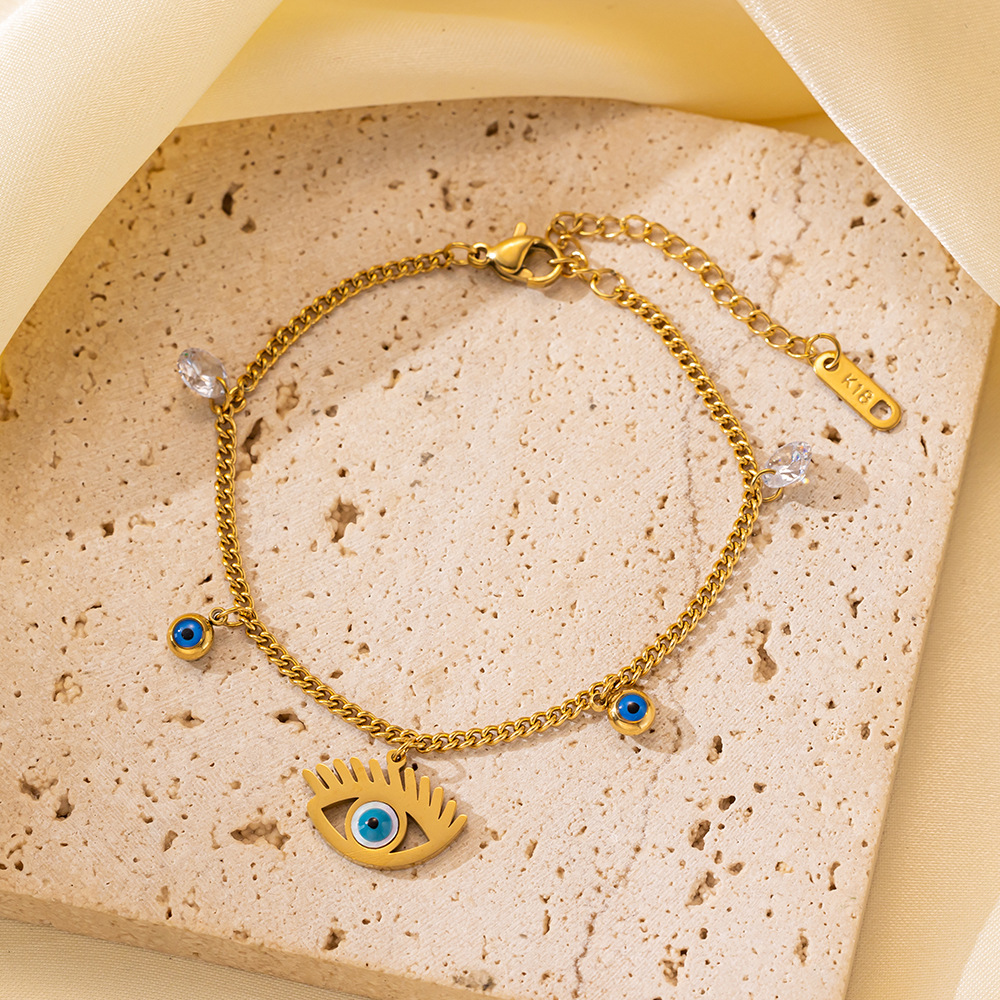 25g Weight 0.03µm-0.05µm Gold Plating Thickness PVD Coated Gold Plating Process 18K Real Gold Plated Plating Material 304 Stainless Steel Pendant Material Zircon Inlay Material Bracelets Classification 304 Stainless Steel Chain Material Cuban Link Chain Curb Chain, box chain, Twisted Rope Chain, snake chain, figaro chain Chain Type 1 Piece Quantity Daily Occasion 304 Stainless Steel Material Eye, Flower, Butterfly Pattern Women's Gender Casual, Simple Style Style Enamel, Inlay Craft Casual Simple Style Eye Flower Butterfly Titanium Steel Zircon Bracelets In Bulk 41