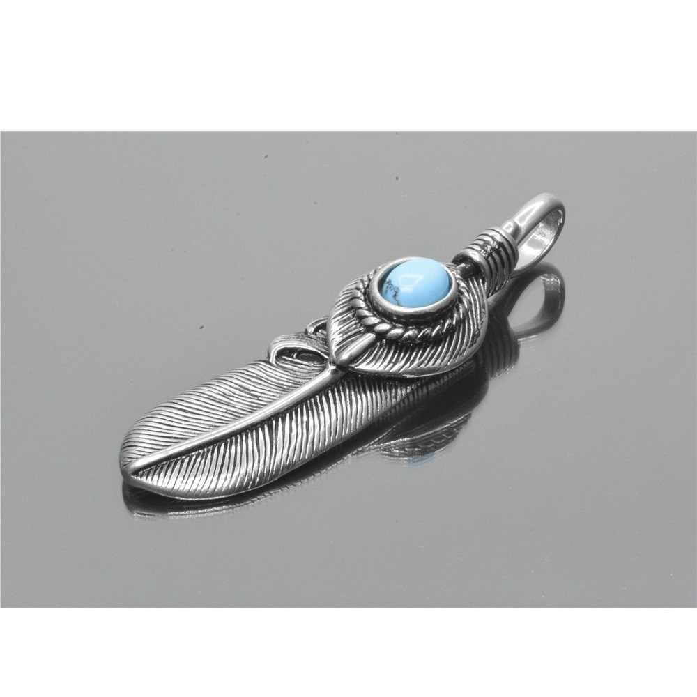 Dominant Feather Men's Personalized Titanium Women's Trendy Simple Stainless Steel Pendant Necklace_voghion.com