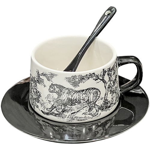 High-end exquisite ceramic latte cup, new afternoon tea cup set with saucer, luxurious and sophisticated design