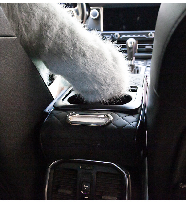 New Universal Car Armrest Box Heightening Pad, Simple Leather Material, Car-Mounted Elbow Rest with Super Strong Support and Storage Bag