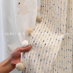 清新な青いジャカード子供のカーテン男の子の女の子の部屋の寝室の遮光かわいい漫画のウサギの窓のカーテンの新型