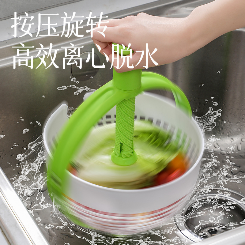 Explosive Rotary Draining Basket Household Hand-pressed Vegetable and Fruit Salad Rotary Cleaning Dehydration Artifact Storage