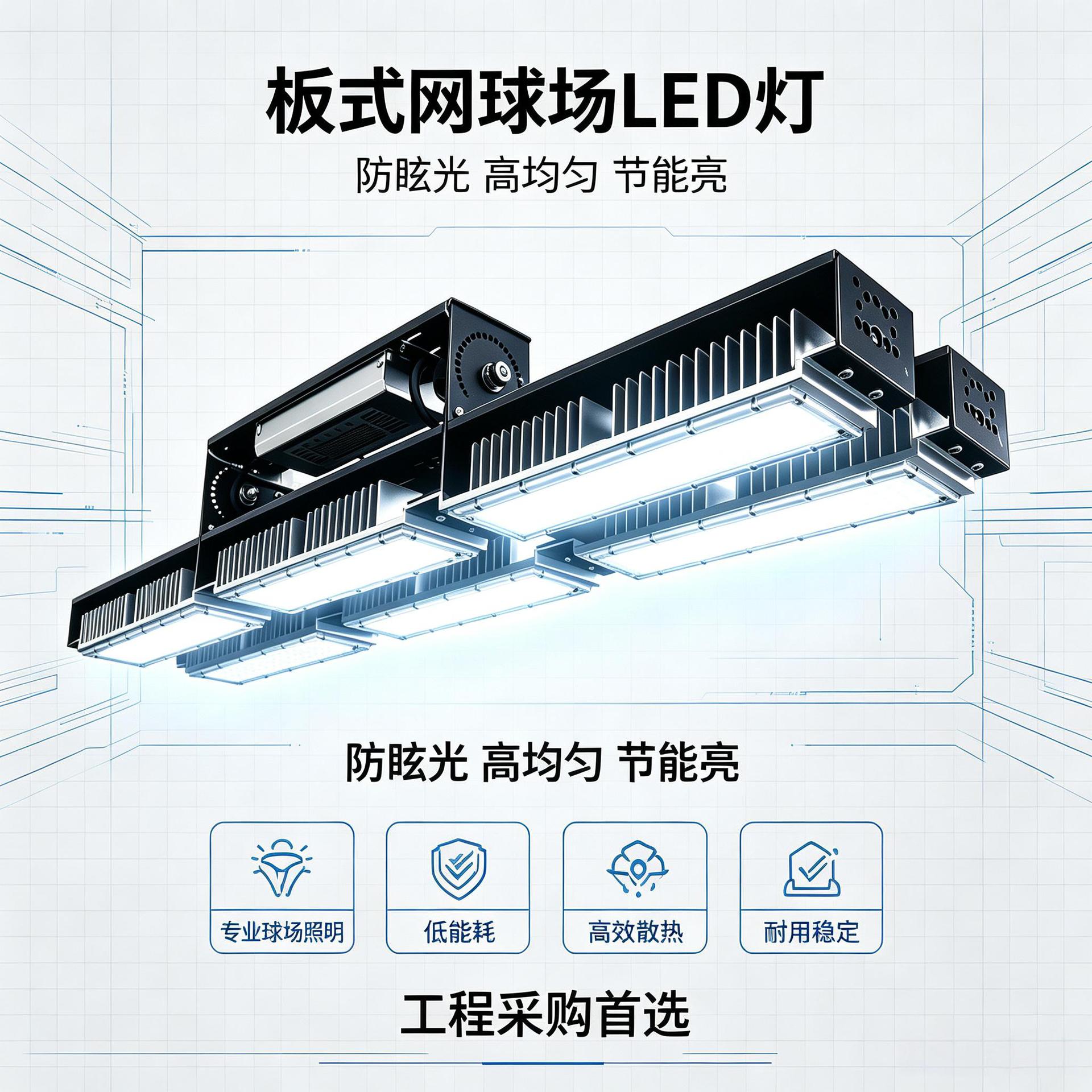 户外 IP66 防水板式球场 LED 灯 高显指防眩目长条模组水平照明灯产品实拍图