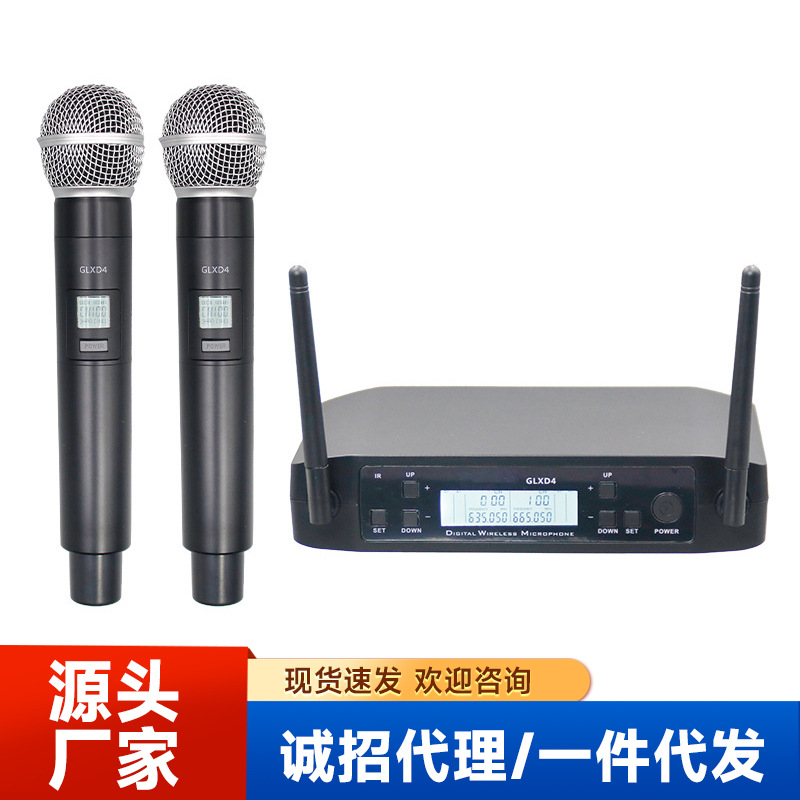 Glxd4 One-To-Two Wireless Microphone Stage Fm Professional Performance Microphone Dual-Channel High-Quality Sound
