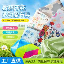 40支数码印花布料卡通儿童玩具涤纶布包化纤面料数码印花