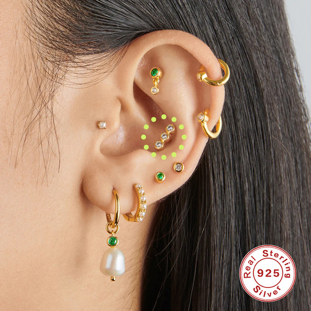 Ear Studs Classification 1 Piece Quantity 1 Piece Ear Cartilage Rings & Studs Fashion Solid Color 925 Sterling Silver Plating
