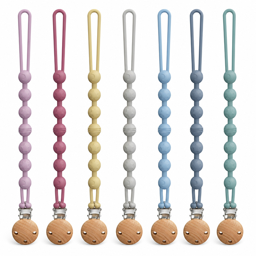 Food Grade Silicone Baby Pacifier Chain Anti-drop Teether Bite Toy Baby Hanging Cord Teething Stick Infant Pacifier