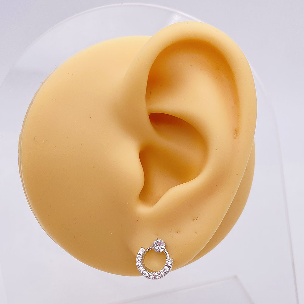 Simple Style Geometric Stainless Steel Inlay Zircon Ear Studs 1 Piece