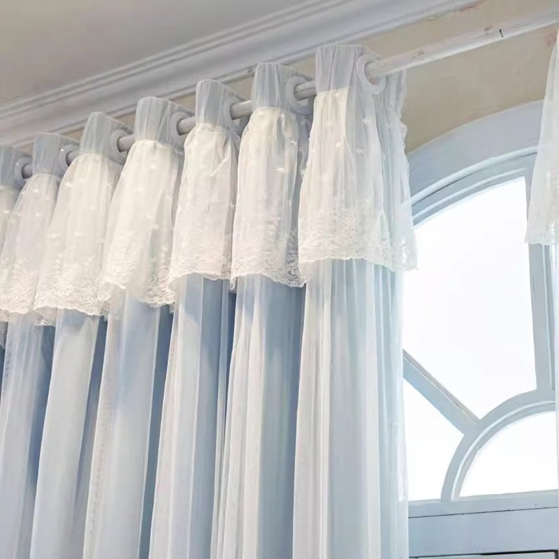 French Cream Curtain Bedroom Ins Style Girl Double Princess Style Shading New Cloth Curtain Gauze Curtain Wholesale
