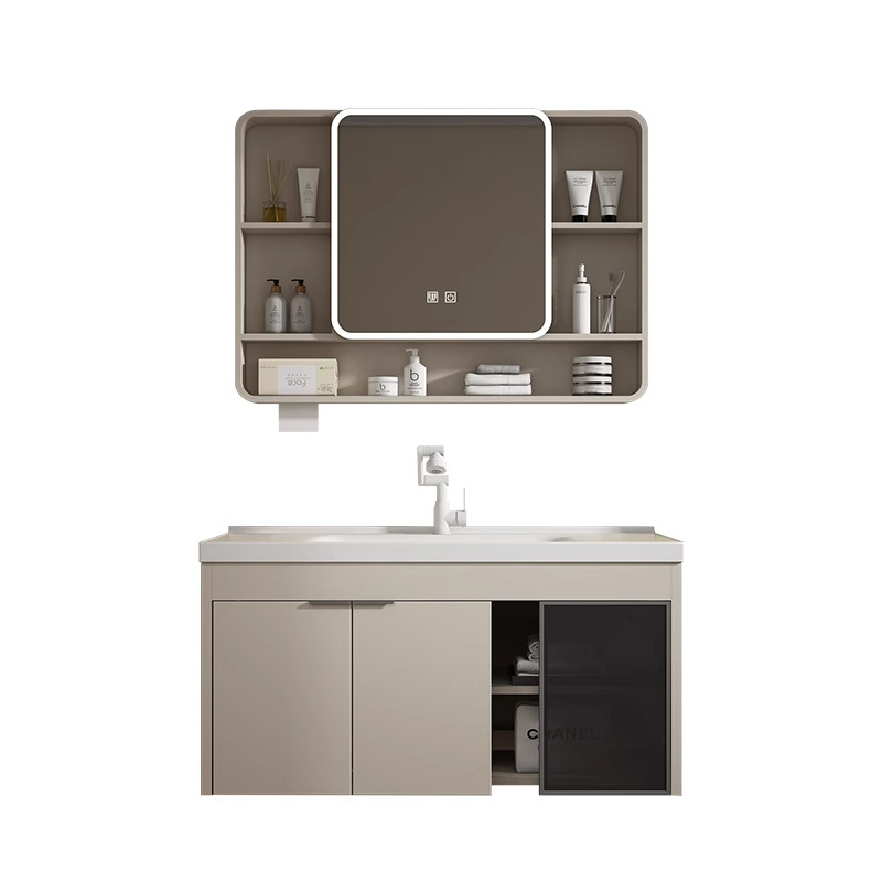 gabinete de baño moderno de panal de abeja esquina redondeada arco integral lavabo cerámico lavabo