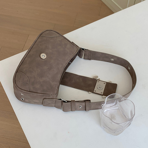  spring and summer new niche bag women's retro suede baguette bag shoulder handbag millennium hot girl armpit bag