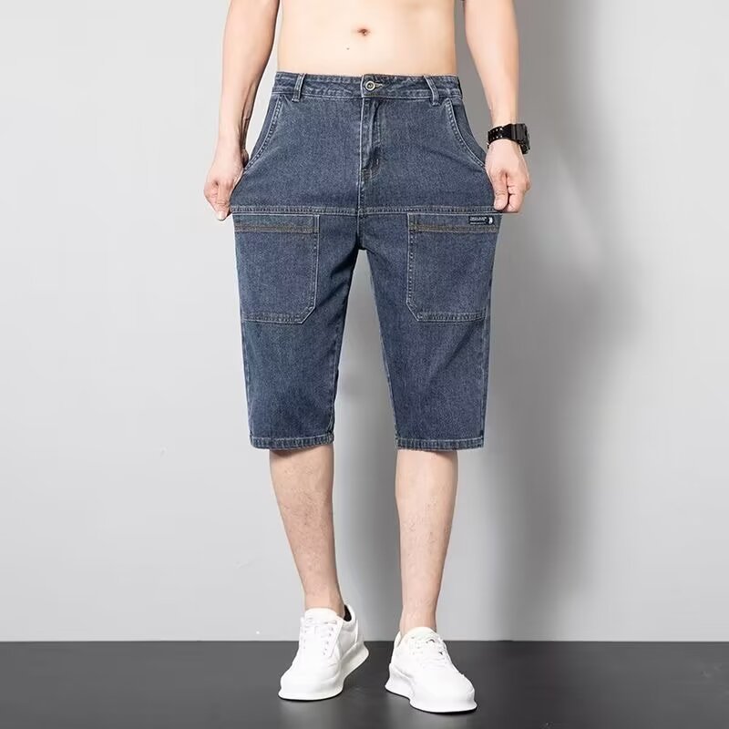 Pantalones cortos de mezclilla con herramientas para hombres, pantalones cortos de nicho deconstruido de verano