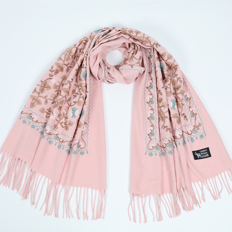 2024 nuevo bufandas de damas de estilo nacional flor flor flor floral gran chal turismo vestir con bordas con aire caliente