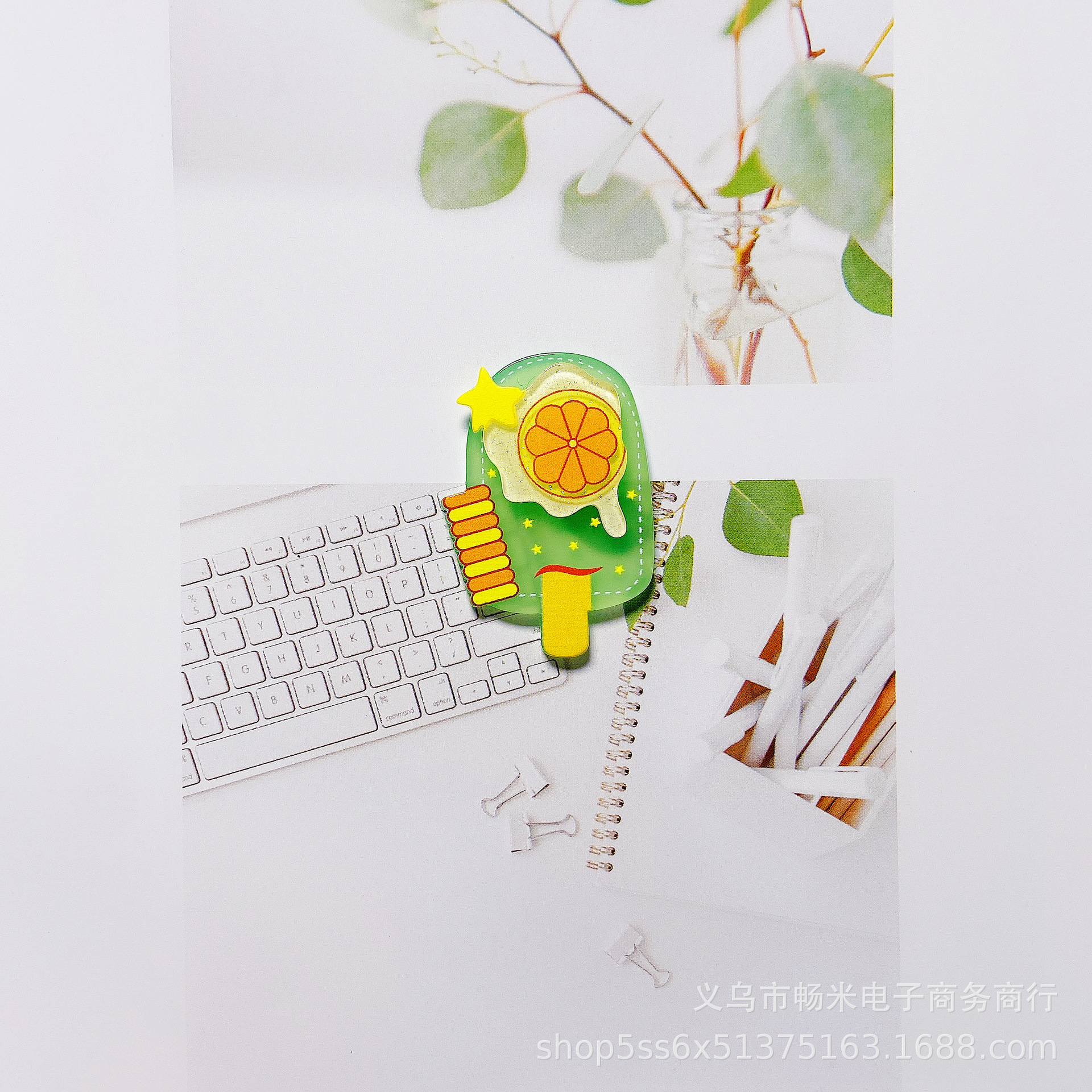 Creative Popsicle tridimensional parche acrílico de doble capa joyería de la cáscara del teléfono móvil con llavero bricolaje pendientes hechos a mano material