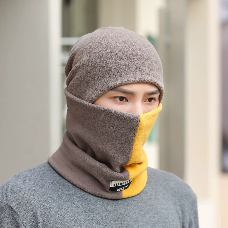 Мужской шарф из двух частей, зимняя простая теплая зимняя шапка в Корейском стиле, комплект из утолщенного шарфа, студенческий комплект с головой и шеей