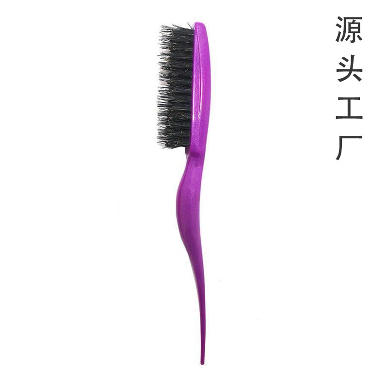 跨境美妆造型打毛梳盘发梳希音爆款美发工具三排梳子猪鬃毛窄齿梳|undefined