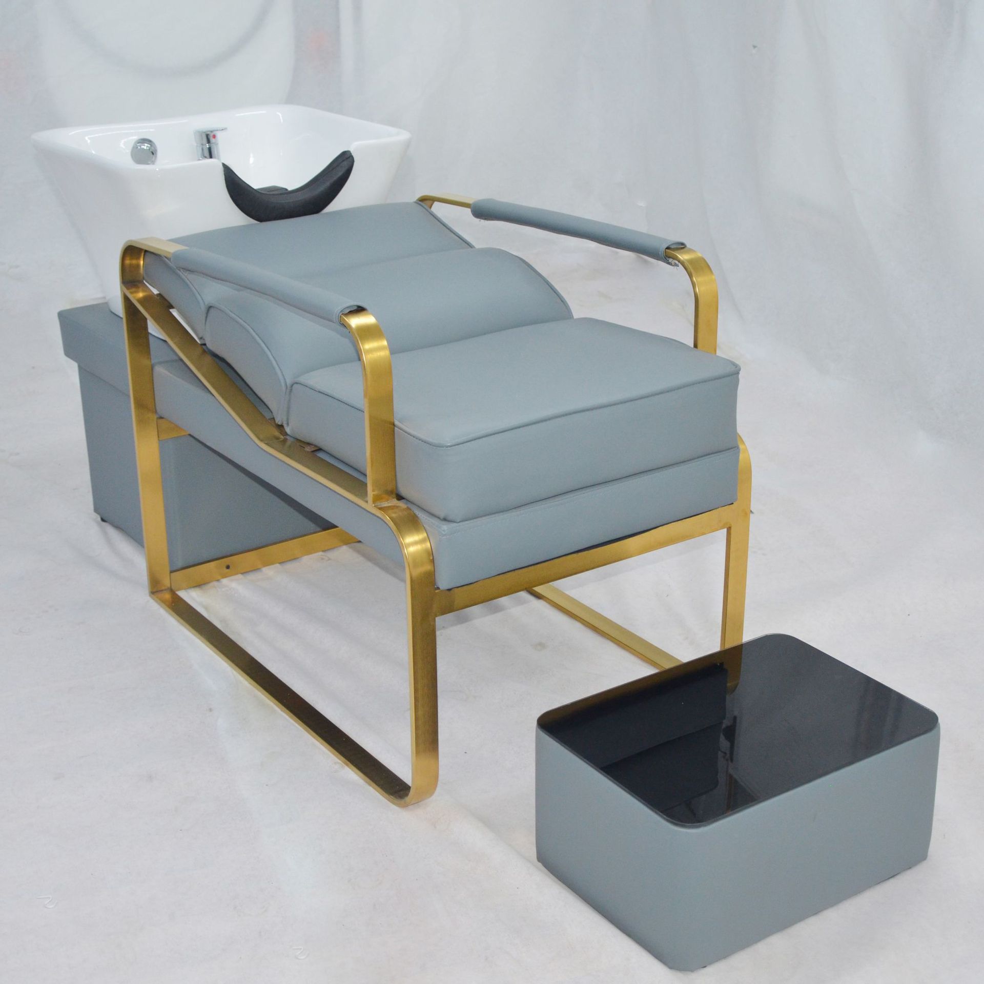 Cama de champú de moda peluquería cama de masaje especial cama de lavado salón de pelo de cerámica cuenca peluquería cama de peluquería al por mayor