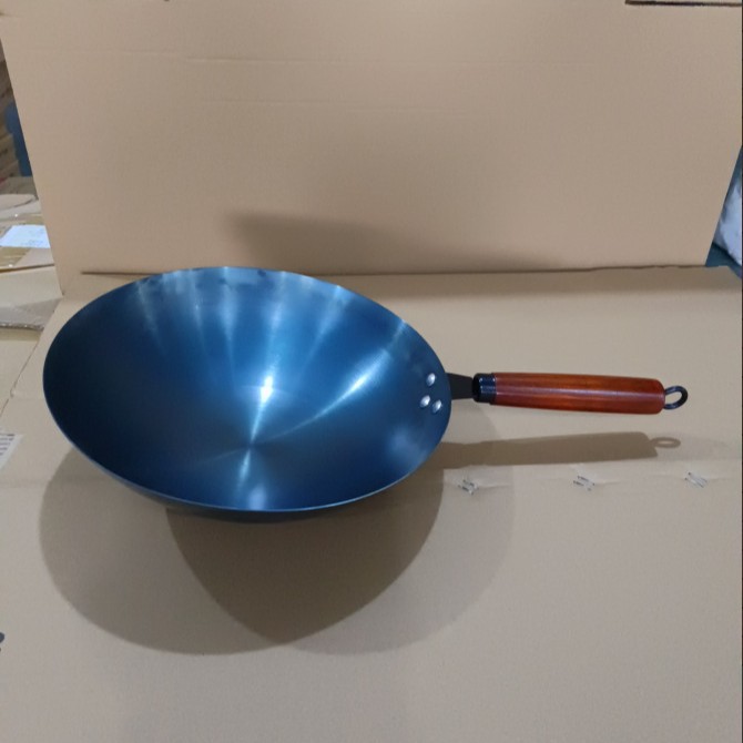 Antiguo estilo forjado a mano horno de hierro azul horno sin recubrimiento horno antiadherente horno redondo horno doméstico horno de gas aplicable