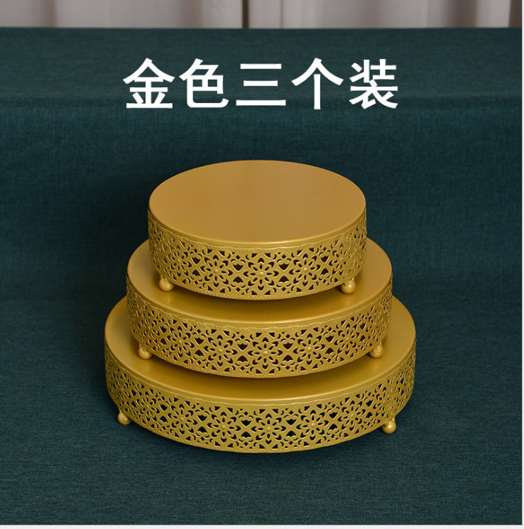 . De estilo europeo de hierro soporte de la torta accesorios de la boda bandeja de la torta de la pierna alta Placa de pastel de mesa de postre decoración de la torta de hierro
