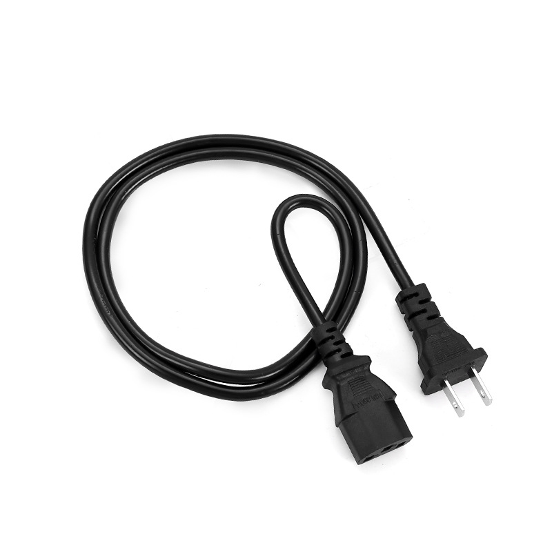 Cable de alimentación de cola de clavija de dos clavijas estándar estadounidense Taiwán Japón enchufe de alambre dos plano con agujeros pin línea de cola