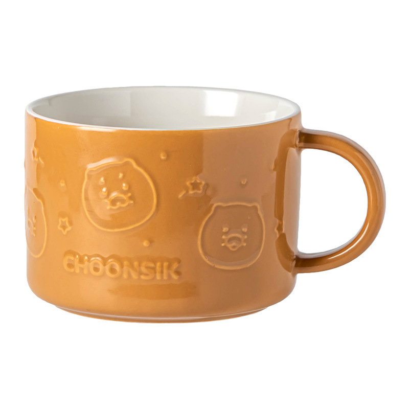 Relieve creativo de dibujos animados tazas de cerámica de oficina tazas de agua tazas de leche de desayuno tazas de avena tazas de café al por mayor