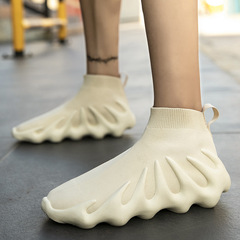 跨境大碼高幫情侶襪子鞋八爪魚飛織休閒運動高幫男椰子鞋一件代發