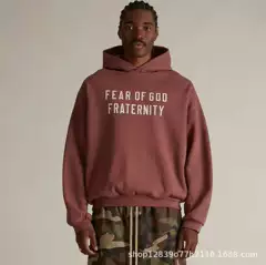 Fog Multi-Line Essentials 24Fw Double-Row Printed Logo High Street Versatile Loose Fleece Hooded Guard for Men and Women