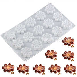 15连花朵造型巧克力硅胶模具DIY花朵饼干蛋糕模烘焙蛋糕装饰模具