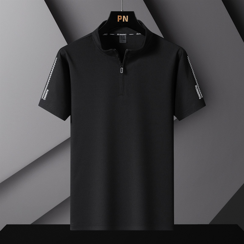 Fashionable short sleeve T-shirt with zipper