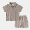 Children's sleeves, summer set, colored top for boys, trousers, children's clothing, Korean style, polo collar, wholesale