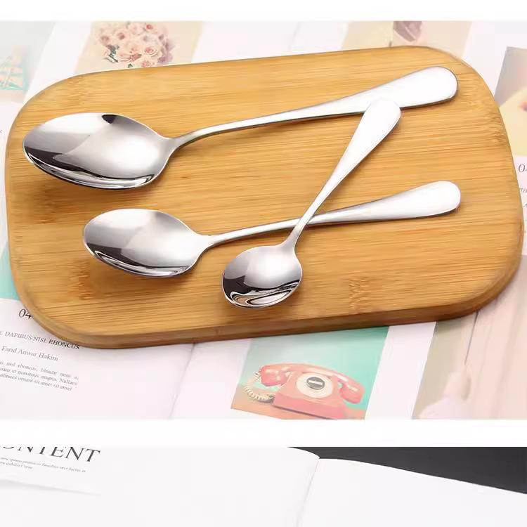 Fábrica directa cucharas de acero inoxidable espesar cucharas de arroz caseras cucharas de café cucharas de postre cucharas de miel cucharas de cocina