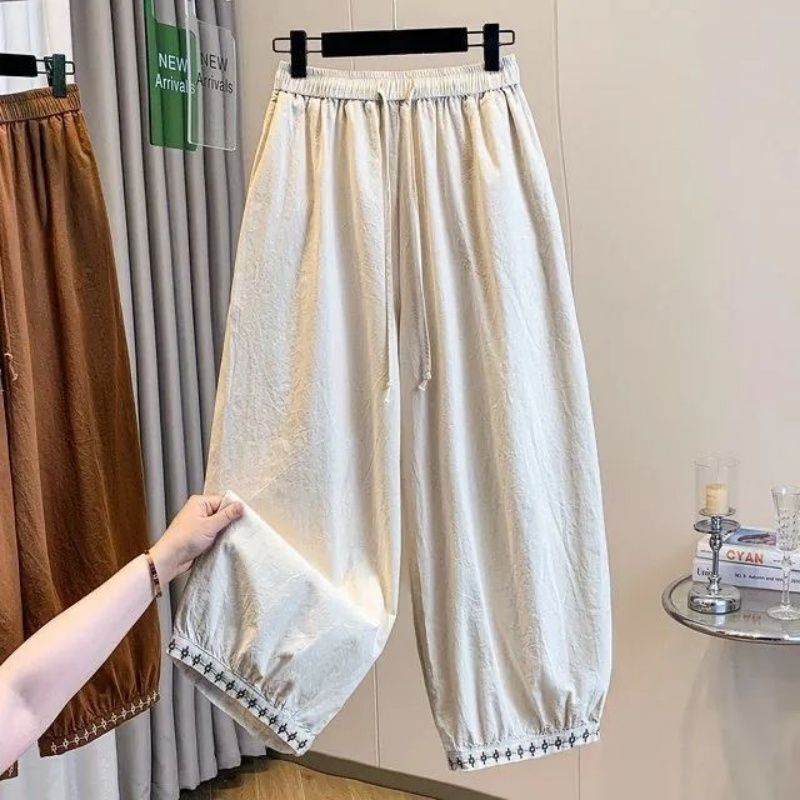 Straight-Leg Cotton and Linen Pants, Slimming and Flattering, New Summer Style, Versatile, Loose, Simple Style, Wide-Leg Pants, Women's Casual Pants Straight-Leg Cotton and Linen Pants, Slimming and Flattering, New Summer Style, Versatile, Loose, Simple Style, Wide-Leg Pants, Women's Casual Pants