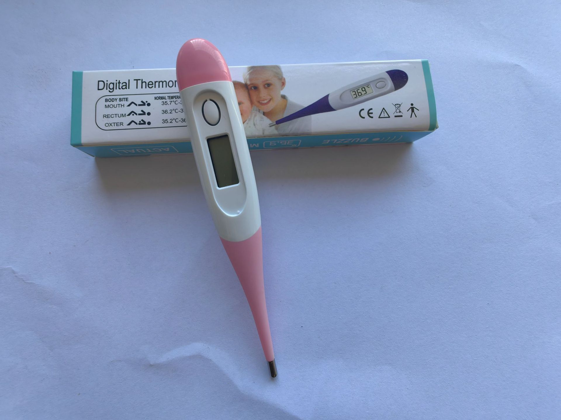 Termómetro electrónico de cabeza suave, termómetro de precisión digital para adultos y niños bajo la cavidad axilar, logotipo personalizado