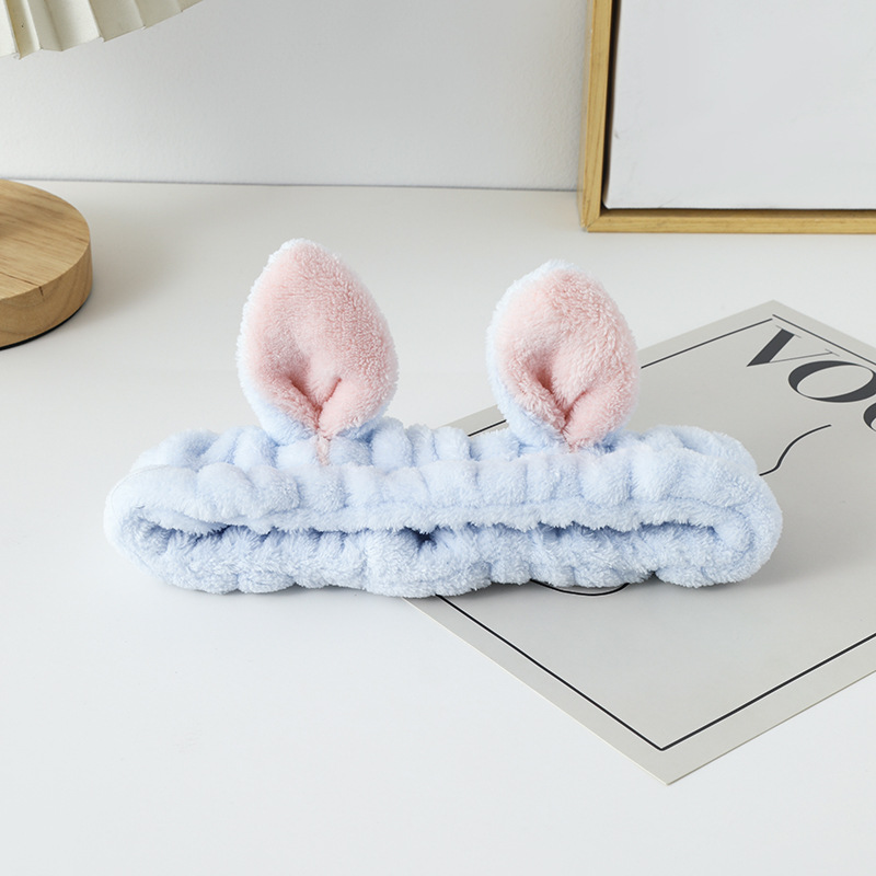 Fascia capelli orecchie coniglio morbida per pulizia viso accessorio_voghion.com