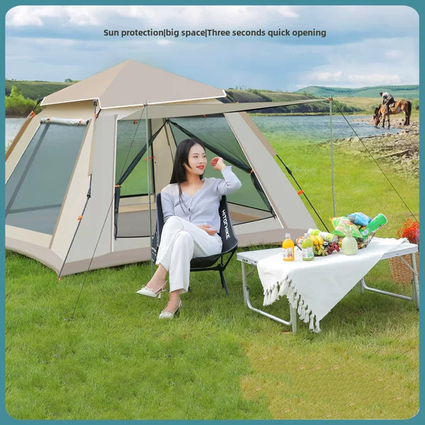 Outdoor Outdoor Tent Camping Portable Folding Fully Automatic Outdoor Park Beach Picnic Thickened Rainproof Camping
